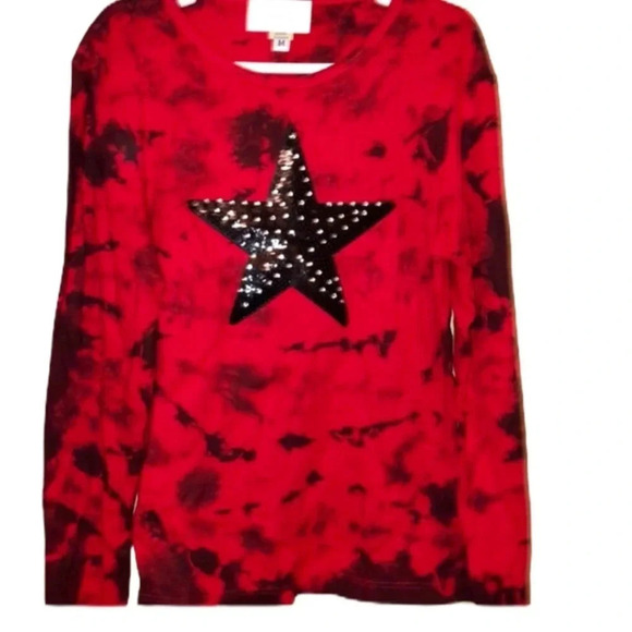 BOUTIQUE NWOT GIRLS TOP SHIRT TEE TSHIRT VALENTINES TOPS RED TIE DYE SIZE M - Picture 1 of 5